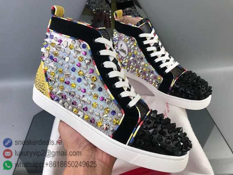 CHRISTIAN LOUBOUTIN UNISEX HIGH SNEAKERS MULTICOLOR STUDED D8010360